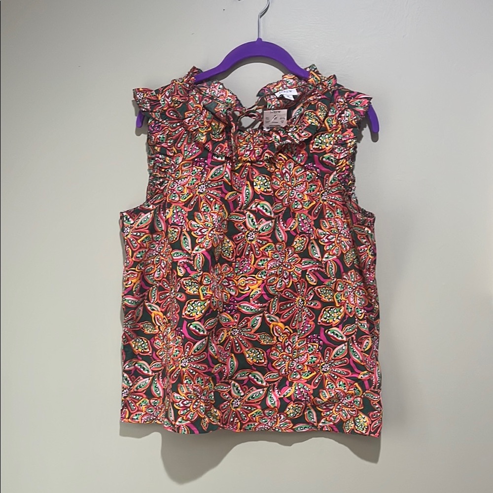 🔥J. Crew Colorful Floral Sleeveless Blouse